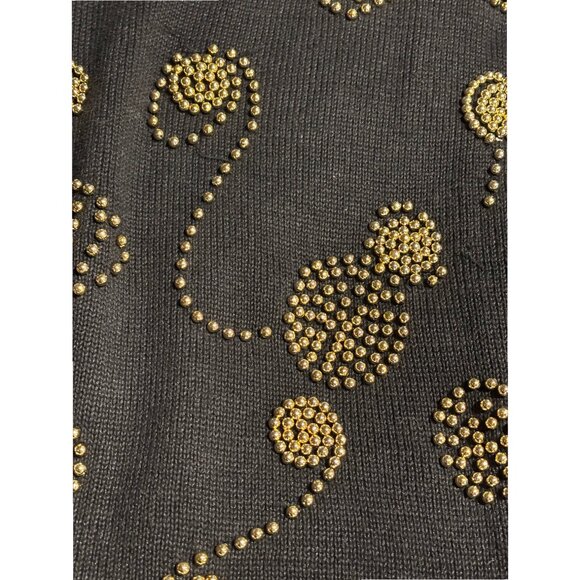 Sarah Morgan Vintage Black Knit Gold Beading Tunic Sweater Dress sz S - Picture 8 of 12